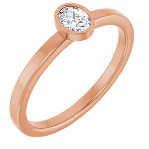 Ladies Natural Diamond Solitaire Bezel-Set Ring (SI2-SI3, G-H) — 14K Rose Gold