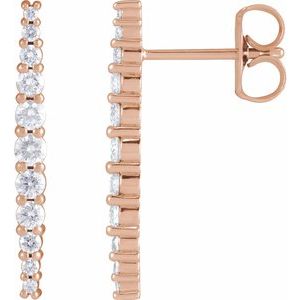 Ladies Natural Diamond Earrings — 14K Rose Gold