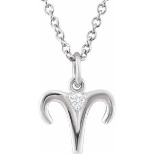Ladies Natural Diamond Aries Zodiac Necklace (I1, G-H) — Sterling Silver