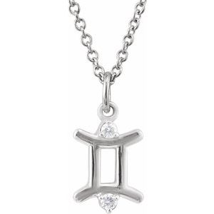 Ladies Natural Diamond Gemini Zodiac Necklace (I1, G-H) — Sterling Silver