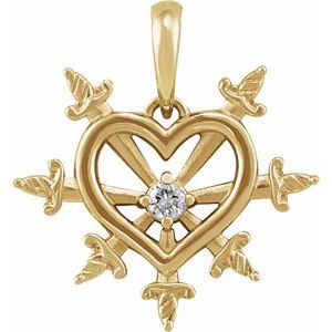Ladies Natural Diamond Heart Daggers Pendant (I1, G-H) — 14K Yellow Gold