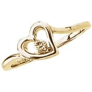 Ladies Natural Diamond Heart Ring (I1, G-H) — 14K Yellow Gold
