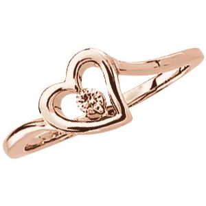 Ladies Natural Diamond Heart Ring (I1, G-H) — 14K Rose Gold