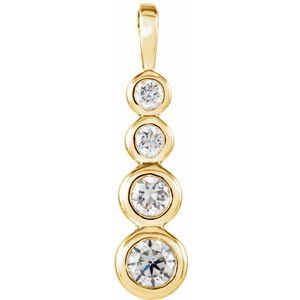 Ladies Natural Diamond Journey Graduated Pendant — 14K Yellow Gold