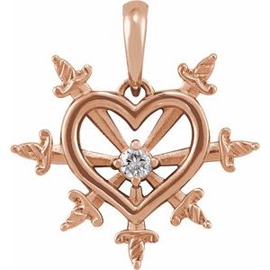 Ladies Natural Diamond Heart Daggers Pendant (I1, G-H) — 14K Rose Gold