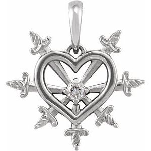 Ladies Natural Diamond Heart Daggers Pendant (Si2-Si3, G-H) — Platinum