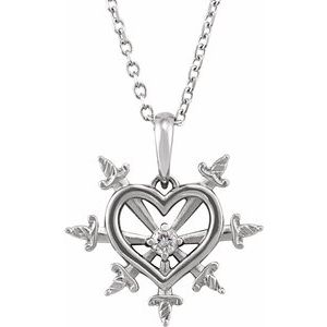 Ladies Natural Diamond Heart Daggers Necklace (I1, G-H) — Sterling Silver