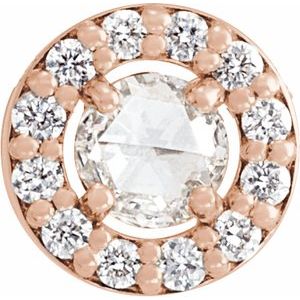 Ladies Rose-Cut Natural Diamond Halo-Style Pendant (Vs/Si1, I1, Ghi, G-H) — 14K Rose Gold