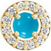 Ladies Cabochon Natural Turquoise Natural Diamond Halo-Style Pendant (I1, G-H) — 14K Yellow Gold