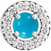 Ladies Cabochon Natural Turquoise Natural Diamond Halo-Style Pendant (I1, G-H) — Sterling Silver