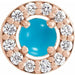 Ladies Cabochon Natural Turquoise Natural Diamond Halo-Style Pendant (I1, G-H) — 14K Rose Gold