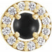 Ladies Cabochon Natural Black Onyx Natural Diamond Halo-Style Pendant (I1, G-H) — 14K Yellow Gold
