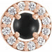 Ladies Cabochon Natural Black Onyx Natural Diamond Halo-Style Pendant (I1, G-H) — 14K Rose Gold