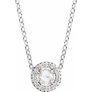Ladies Rose-Cut Diamond Halo-Style Necklace (Vs/Si1, Si2-Si3, Ghi, G-H) — Platinum