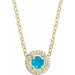 Ladies Cabochon Natural Turquoise Natural Diamond Halo-Style Necklace (I1, G-H) — 14K Yellow Gold