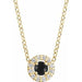 Ladies Cabochon Natural Black Onyx Natural Diamond Halo-Style Necklace (I1, G-H) — 14K Yellow Gold