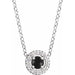 Ladies Cabochon Natural Black Onyx Natural Diamond Halo-Style Necklace (Si2-Si3, G-H) — Platinum