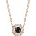 Ladies Cabochon Natural Black Onyx Natural Diamond Halo-Style Necklace (I1, G-H) — 14K Rose Gold