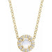 Ladies Cabochon Natural Rainbow Moonstone Natural Diamond Halo-Style Necklace (I1, G-H) — 14K Yellow Gold