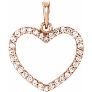 Ladies Natural Diamond Heart Pendant — 14K Rose Gold