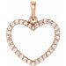 Ladies Natural Diamond Heart Pendant — 14K Rose Gold