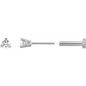 Ladies Natural Diamond Press Fit Back Stud Earring — 14K White Gold