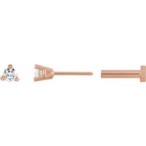 Ladies Natural Diamond Press Fit Back Stud Earring — 14K Rose Gold