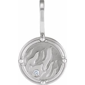 Ladies Natural Diamond Fire Element Charm/Pendant (I1, G-H) — 14K White Gold