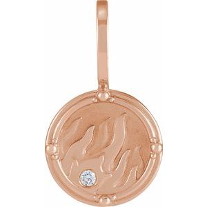 Ladies Natural Diamond Fire Element Charm/Pendant (I1, G-H) — 14K Rose Gold