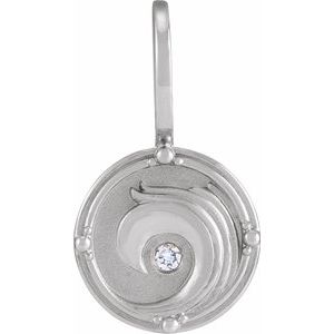 Ladies Natural Diamond Water Element Charm/Pendant (Si2-Si3, G-H) — Platinum