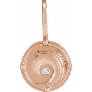 Ladies Natural Diamond Water Element Charm/Pendant (I1, G-H) — 14K Rose Gold