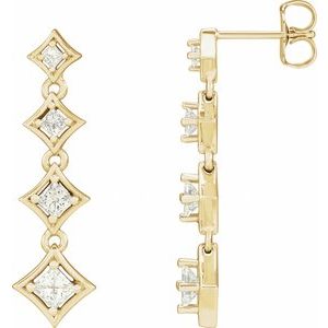 Ladies Natural Diamond Journey Earring — 14K Yellow Gold