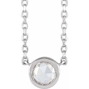 Ladies Rose-Cut Natural Diamond Bezel-Set Necklace (Vs/Si1, Ghi) — 14K White Gold