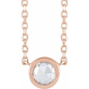 Ladies Rose-Cut Natural Diamond Bezel-Set Necklace (Vs/Si1, Ghi) — 14K Rose Gold