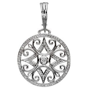 Ladies Natural Diamond Pendant with Enhancer Bail — 14K White Gold