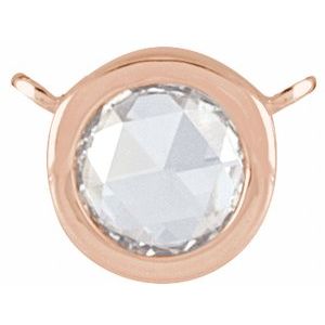 Ladies Rose-Cut Natural Diamond Bezel-Set Necklace Center (Vs/Si1, Ghi) — 14K Rose Gold
