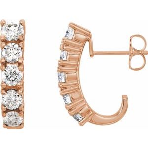 Ladies Natural Diamond Hoop Earrings (I1, G-H) — 14K Rose Gold