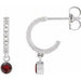 Ladies Natural Mozambique Garnet Natural Diamond French-Set 16.1 mm Hoop Earrings (Si2-Si3, G-H) — Platinum