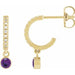 Ladies Natural Amethyst Natural Diamond French-Set 16.1 mm Hoop Earrings (I1, G-H) — 14K Yellow Gold