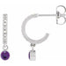 Ladies Natural Amethyst Natural Diamond French-Set 16.1 mm Hoop Earrings (I1, G-H) — Sterling Silver