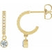 Ladies Natural White Sapphire Natural Diamond French-Set 16.1 mm Hoop Earrings (I1, G-H) — 14K Yellow Gold