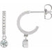 Ladies Natural White Sapphire Natural Diamond French-Set 16.1 mm Hoop Earrings (I1, G-H) — Sterling Silver