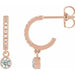 Ladies Natural White Sapphire Natural Diamond French-Set 16.1 mm Hoop Earrings (I1, G-H) — 14K Rose Gold