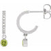 Ladies Natural Peridot Natural Diamond French-Set 16.1 mm Hoop Earrings (I1, G-H) — Sterling Silver