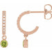 Ladies Natural Peridot Natural Diamond French-Set 16.1 mm Hoop Earrings (I1, G-H) — 14K Rose Gold