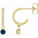 Ladies Natural Blue Sapphire Natural Diamond French-Set 16.1 mm Hoop Earrings (I1, G-H) — 14K Yellow Gold