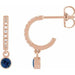 Ladies Natural Blue Sapphire Natural Diamond French-Set 16.1 mm Hoop Earrings (I1, G-H) — 14K Rose Gold