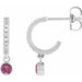 Ladies Natural Pink Tourmaline Natural Diamond French-Set 16.1 mm Hoop Earrings (Si2-Si3, G-H) — Platinum