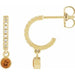 Ladies Natural Citrine Natural Diamond French-Set 16.1 mm Hoop Earrings (I1, G-H) — 14K Yellow Gold