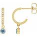 Ladies Natural Blue Zircon Natural Diamond French-Set 16.1 mm Hoop Earrings (I1, G-H) — 14K Yellow Gold
